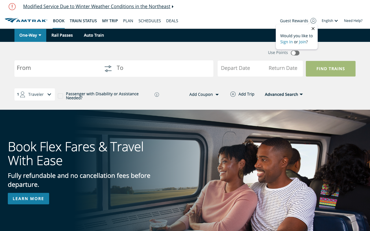 Amtrak screenshot